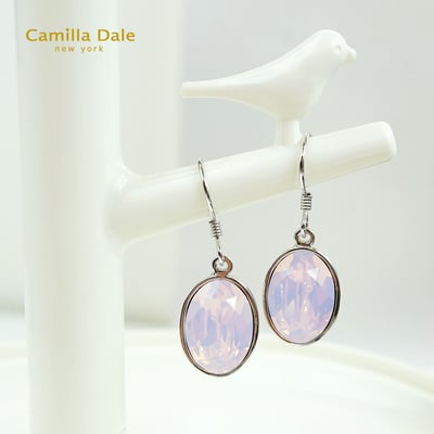 CamillaDale 玫瑰蛋白石耳環 採用奧地利SW水晶花式石#41202