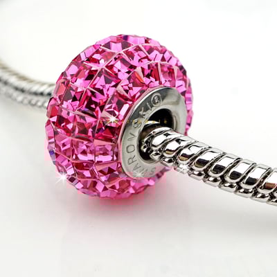 CrystalDIY奧地利水晶SW #80201方形水鑽密鑲 玫瑰(209) 15mm潘朵拉手鍊適用2