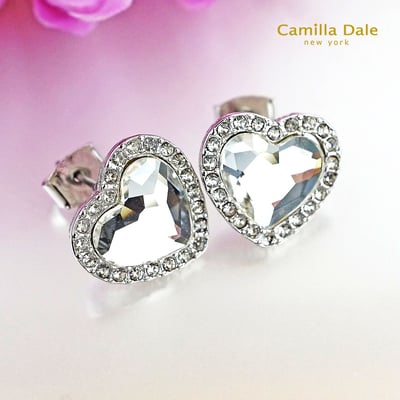 CamillaDale 芳心水晶耳環(白) 韓製4