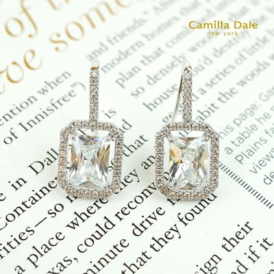 CamillaDale 亞尼斯頓鋯石耳環 長方形鋯石 白鑽7