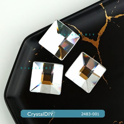 CrystalDIY奧地利SW水晶平底石#2483正方形網絡Crystal白鑽25MM大顆 傢飾把手貼鑽素材水晶建材6