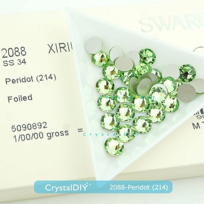 CrystalDIY奧地利水晶SW 2088 翠綠橄欖Peridot (214)平底石SS5~SS344