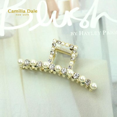 Camilla Dale 韓時尚 簡約水鑽珍珠鯊魚髮夾1