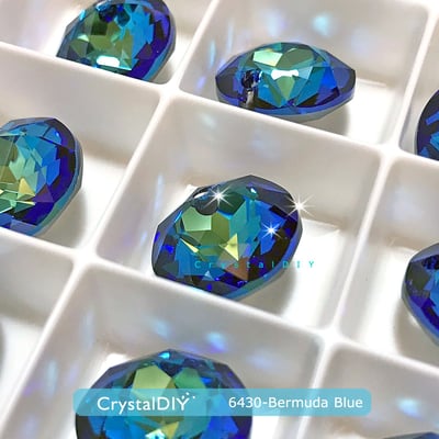 CrystalDIY奧地利SW水晶吊墜#6430經典切割吊墜百慕達藍Bermuda Blue (001BBL)14mm三色可選4