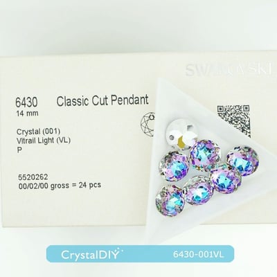 CrystalDIY奧地利SW水晶吊墜#6430經典切割吊墜百慕達藍Bermuda Blue (001BBL)14mm三色可選10