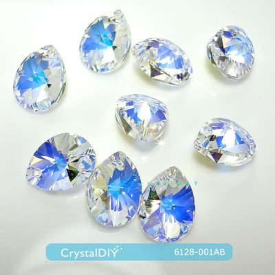 CrystalDIY奧地利水晶SW#6128迷你梨吊墜 水晶亮彩(001AB)10mm 每包12顆入三色可選3