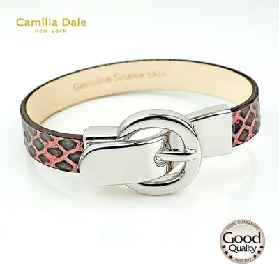 CamillaDale 韓國蛇皮粉紅手鍊手環(銀)4
