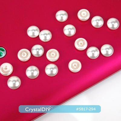 CrystalDIY奧地利水晶SW水晶珍珠#5817平底剖半珍珠6mm 雪白(650) 淺粉紅(294)7