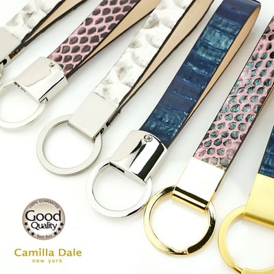 Camilla Dale 韓國正蛇皮米白鑰匙圈(霧銀)4