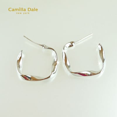 CamillaDale金屬緞帶方形耳環 韓製2