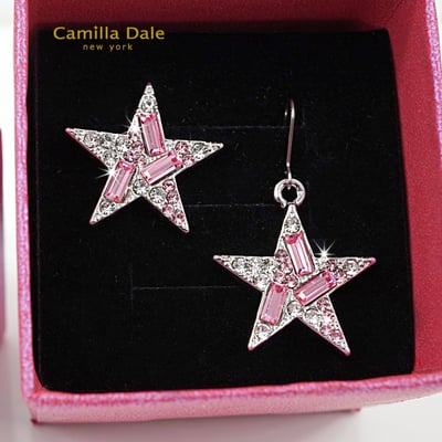 CamillaDale 閃耀粉紅星水鑽耳環3