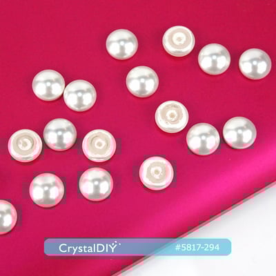 CrystalDIY奧地利水晶SW水晶珍珠#5817平底剖半珍珠6mm 雪白(650) 淺粉紅(294)6