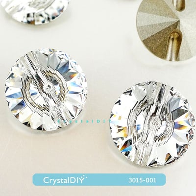 CrystalDIY奧地利SW水晶鈕扣#3015 水晶(001)-12mm14mm(零售6顆入)8