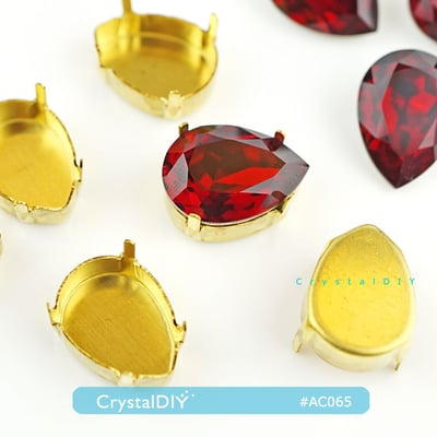 CrystalDIY 原廠五金配件奧地利水晶SW水晶花式石裸鑽#4320S 適用#4320梨形石 金色金屬底座1