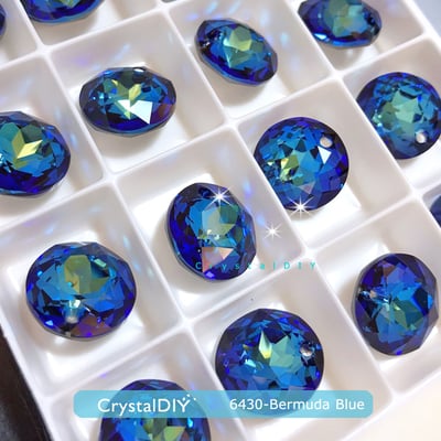 CrystalDIY奧地利SW水晶吊墜#6430經典切割吊墜百慕達藍Bermuda Blue (001BBL)14mm三色可選1