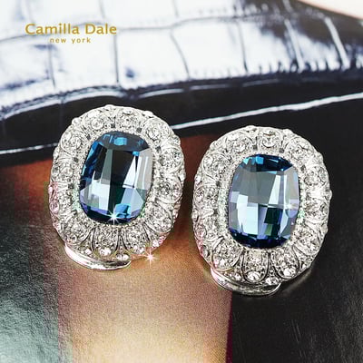 CamillaDale 巴洛克蒙大拿藍水晶耳環(夾式) 韓製3