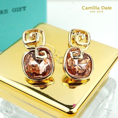 CamillaDale 金縷水晶耳環1