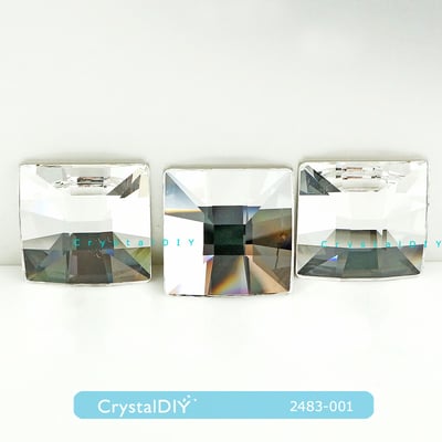 CrystalDIY奧地利SW水晶平底石#2483正方形網絡Crystal白鑽25MM大顆 傢飾把手貼鑽素材水晶建材4
