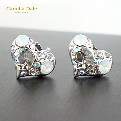 CamillaDale 藏心水晶耳環(白) 採用奧地利SW水晶2