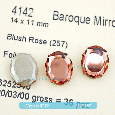 CrystalDIY奧地利SW水晶花式石＃4142巴洛克鏡面Blush Rose(257)嫣紅4
