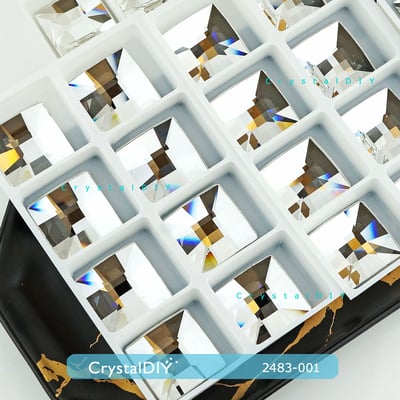 CrystalDIY奧地利SW水晶平底石#2483正方形網絡Crystal白鑽25MM大顆 傢飾把手貼鑽素材水晶建材9