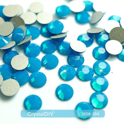 CrystalDIY奧地利SW水晶2058加勒比海藍蛋石Caribbean Blue Opal (394)平底石1