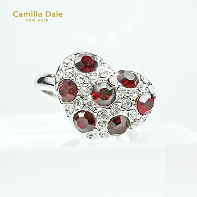 Camilla Dale 點點愛心水鑽戒指 韓製 (暹羅紅)2
