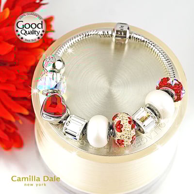 CamillaDale火紅探戈手鍊 採用奧地利SW水晶串飾#82112百合花瓣亮暹羅紅與燦幻金4