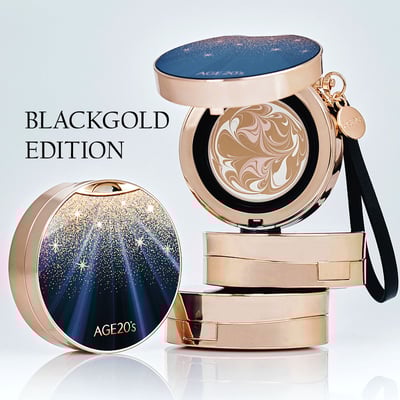 Age20's閃耀星辰膠原蛋白精華粉餅黑金版 一殼2蕊附贈皮繩吊飾4