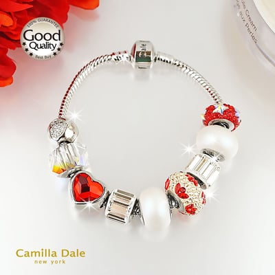 CamillaDale火紅探戈手鍊 採用奧地利SW水晶串飾#82112百合花瓣亮暹羅紅與燦幻金3