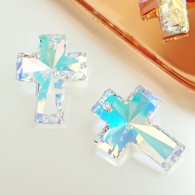 CrystalDIY奧地利SW水晶吊墜#6864大十字吊墜水晶亮彩3