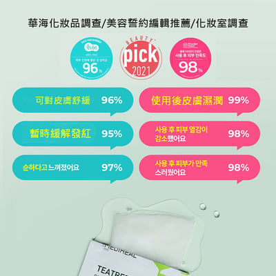 Mediheal 茶樹精華面膜(4片入) 抗痘控油 舒緩鎮定 Olive Young 面膜類銷售冠軍4