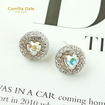 CamillaDale 夢寶心水晶耳環(白彩) 韓製3