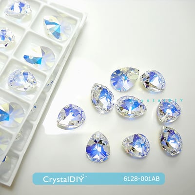CrystalDIY奧地利水晶SW#6128迷你梨吊墜 水晶亮彩(001AB)10mm 每包12顆入三色可選2