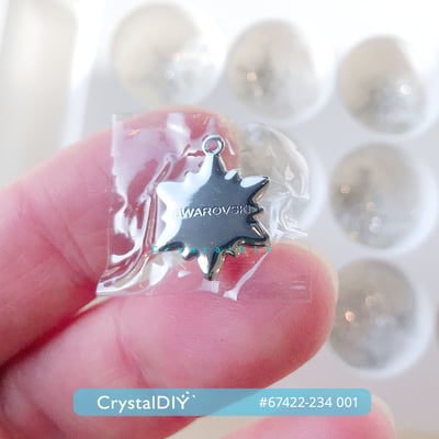 CrystalDIY奧地利SW水晶密鑲雪絨花吊墜#67442 鍍銠金屬做成項鍊、耳環8