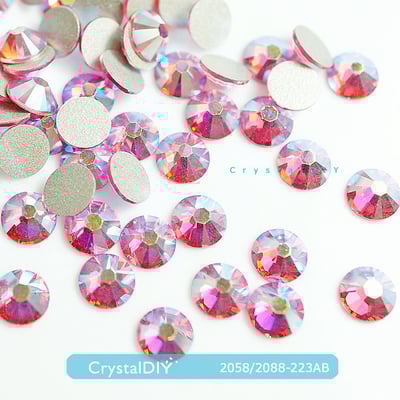 CrystalDIY奧地利SW水晶平底石 #2058/2088Lt.RoseAB粉紅亮彩(223AB) SS5~SS202