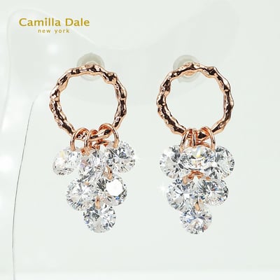 CamillaDale 水晶葡萄串耳環(玫瑰金)1