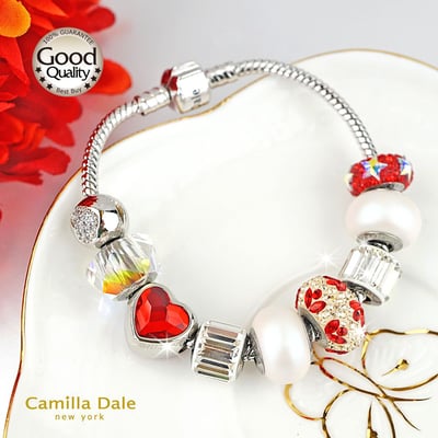 CamillaDale火紅探戈手鍊 採用奧地利SW水晶串飾#82112百合花瓣亮暹羅紅與燦幻金5