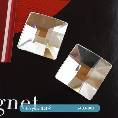 CrystalDIY奧地利SW水晶平底石#2483正方形網絡Crystal白鑽25MM大顆 傢飾把手貼鑽素材水晶建材1