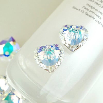 CrystalDIY奧地利水晶SW愛心吊墜新切割#6432 Lt. Rose Shimmer(223SHIM)淡粉紅微光14.5mm多色可選11