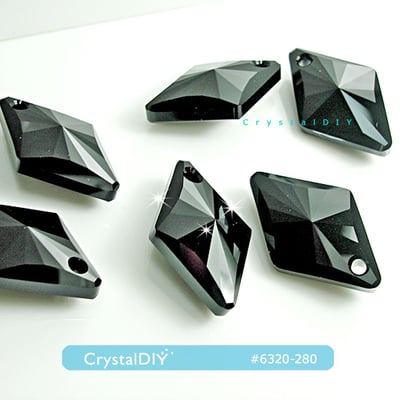 CrystalDIY奧地利水晶SW吊墜#6320菱形水晶吊墜 黑寶石27mm2