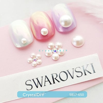 CrystalDIY奧地利水晶SW水晶珍珠#5817平底剖半珍珠6mm 雪白(650) 淺粉紅(294)1