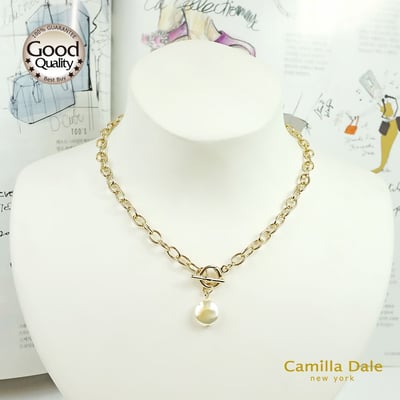 CamillaDale金色扁圓珍珠頸鍊短鍊項鍊(韓製)2
