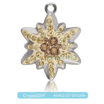 CrystalDIY奧地利SW水晶密鑲雪絨花吊墜#67442 白蛋石234 水晶001混色 鍍銠金屬2