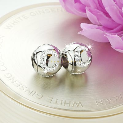 CrystalDIY奧地利SW水晶迷人密鑲英文字母串飾#82201【C】不銹鋼材潘朵拉手鍊適用1