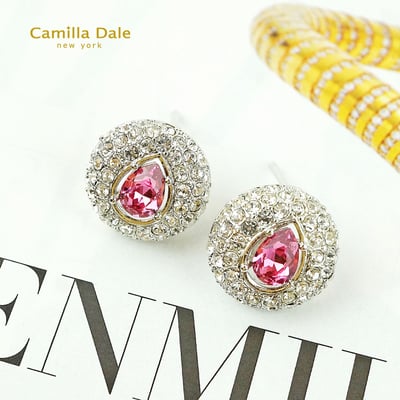 CamillaDale 夢寶心水晶耳環(玫瑰)韓製2