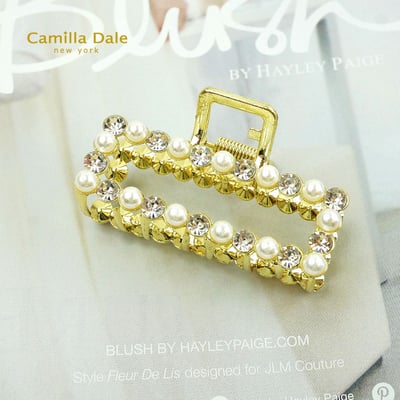 Camilla Dale 韓時尚 典雅水鑽珍珠鯊魚髮夾2