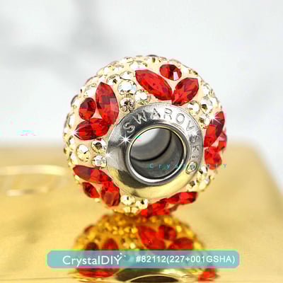 CrystalDIY奧地利SW水晶#82112迷人密鑲串飾不銹鋼材紅花環串飾適用潘朵拉手鍊4