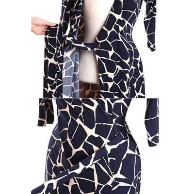 正韓貨esther-st 深藍印花裹身洋裝 Dress 修身剪裁7