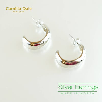 Camilla Dale 8mm銀色半圓紋理耳環3